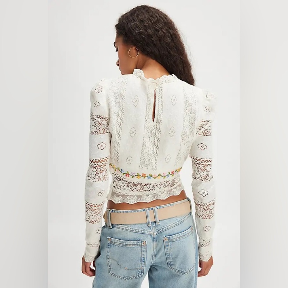 Free People Garden Grace Top Floral Embroidered - Picture 3 of 7